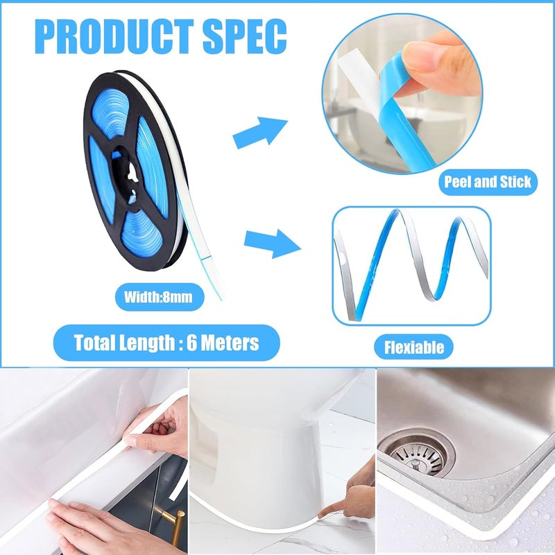 WSIWZAI Ceiling Molding Peel and Stick, Self Adhesive Flexible Trim Caulk Tape Sealant Strip for Stove Sink Toilet Wall Corner Tile Edge Bathroom Kitchen (White) - Image 2